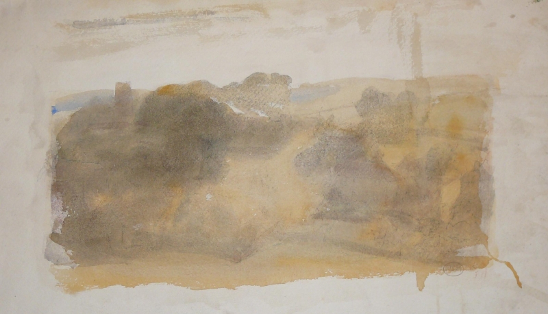 Watercolour landscape, brown tones